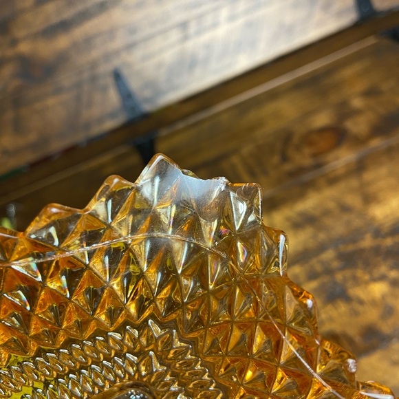 VTG FEDERAL GLASS YELLOW DIAMOND CUT DEPRESSION GLASS SQUARE CANDY TRINKET DISH - Picture 10 of 13